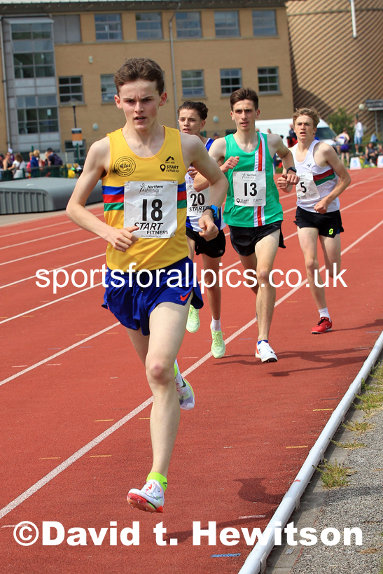 Mens Under-17s 1500 metres, 2022 Northern Inter Counties U17s and U15s Track and Field, York, Thursday, June 2nd. Photo: David T. Hewitson/Sports for All Pics